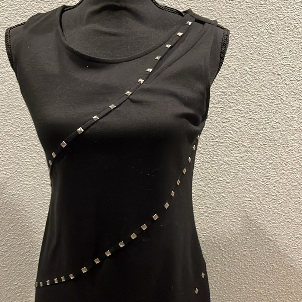 Allen B size black sleeveless, studded dress get your mini on.